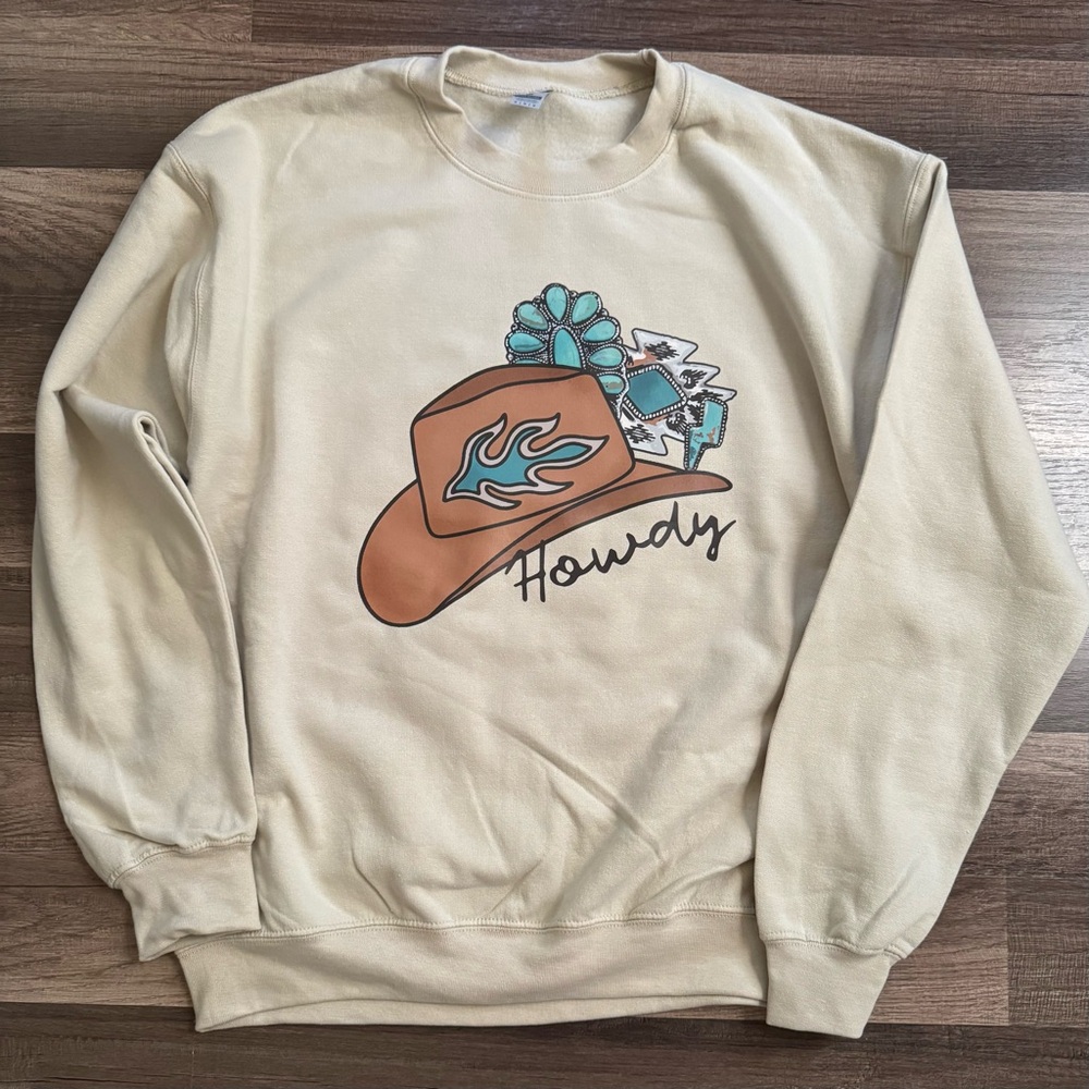 Howdy Crewneck Western Turquoise